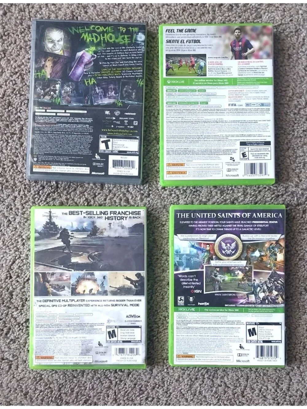 Xbox 360 Games Lot Batman FIFA 15 COD Saints Row